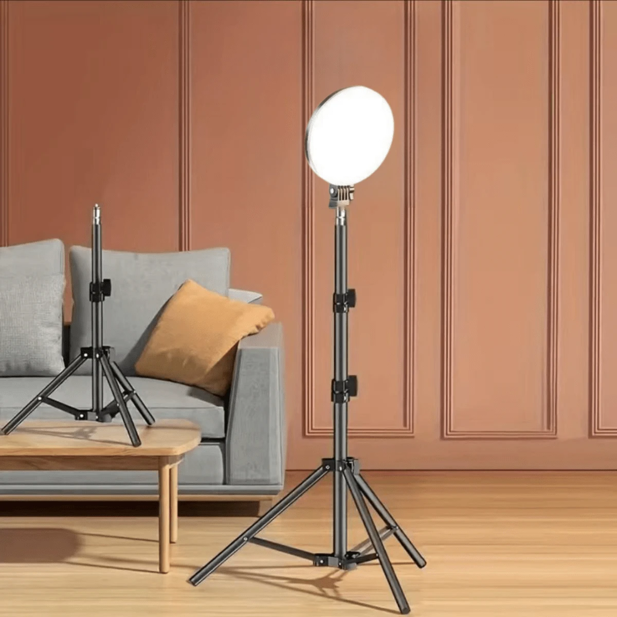 Aro de luz de 6 pulgadas con soporte de trípode de 110 cm para lado derecho - Blanco y Negro - Ver 1