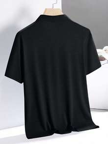 男士夏季短袖polo衫,舒適透氣,快干涼爽,適合戶外休閒穿著 - 黑色 - 查看 2