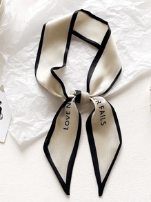 1pc Women's Letter Print Satin Silk Scarf, Suitable For Daily Wear As Headband, Headwrap, Or Wristband Bandana,Hair Band,Head Band Ideal For Dressing Up Your Look Valentine's Day Valentines - Beige - View 13