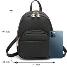 I IHAYNER Small Backpack For Teen Girl Vegan Leather Simple Multiple Zipper Pockets Mini Backpack Purse - Grey - View 3