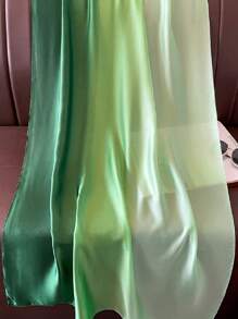 1入組新款絲綢色卡漸變手繪披肩圍巾頭巾，髮帶，頭箍，讓您的裝扮更加時尚 - 彩色 - 查看 3