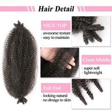 Tóc tết xoắn Marley 24 inch Tóc xoắn Kinky 1 gói Tóc xoắn Afro lò xo Tóc tết Marley Kinky cho tóc xoắn lò xo tự nhiên đã được làm phồng trước Tóc quấn cho tóc tết mềm mại - Nâu đen - Xem 4