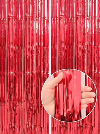 1 包约 1x2 米锡箔流苏窗帘，适用于生日派对用品、订婚、婚礼、新娘、节日派对装饰、门流苏、圣诞节