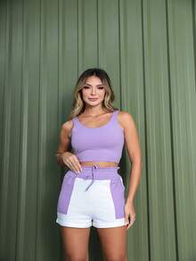 Women Two-Piece Outfits - Màu tím hoa cà - Xem 2