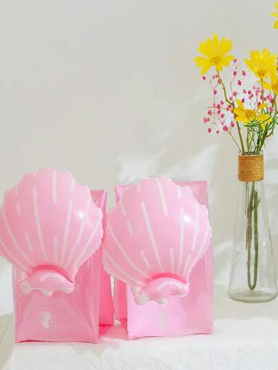 2 件装全新充气美人鱼贝壳浮力儿童臂圈卡通泳池臂套