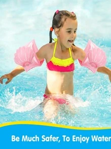 2 件装全新充气美人鱼贝壳浮力儿童臂圈卡通泳池臂套 - 彩色 - 查看 6