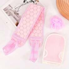 3-Piece Exfoliating Bath Cloth Set - Get A Deep, Heavy Exfoliation And Remove Dead Skin With Our Back Scrubber! - Pink - View 1