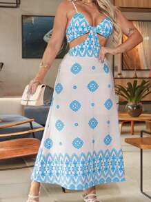 VESTIDO FEMININO BRANCO E AZUL - Branco - Visão 1