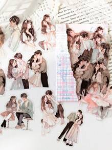 1 Pack Of Pet White Ink Stickers For Daily Life Decoration, Artistic And Creative Images For Girls' Collage Materials