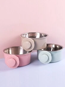 1pc Stainless Steel Hanging Dual-Purpose Pet Bowl With Anti-Spill Fixation For Dog Crate Use - Multicolor - View 2