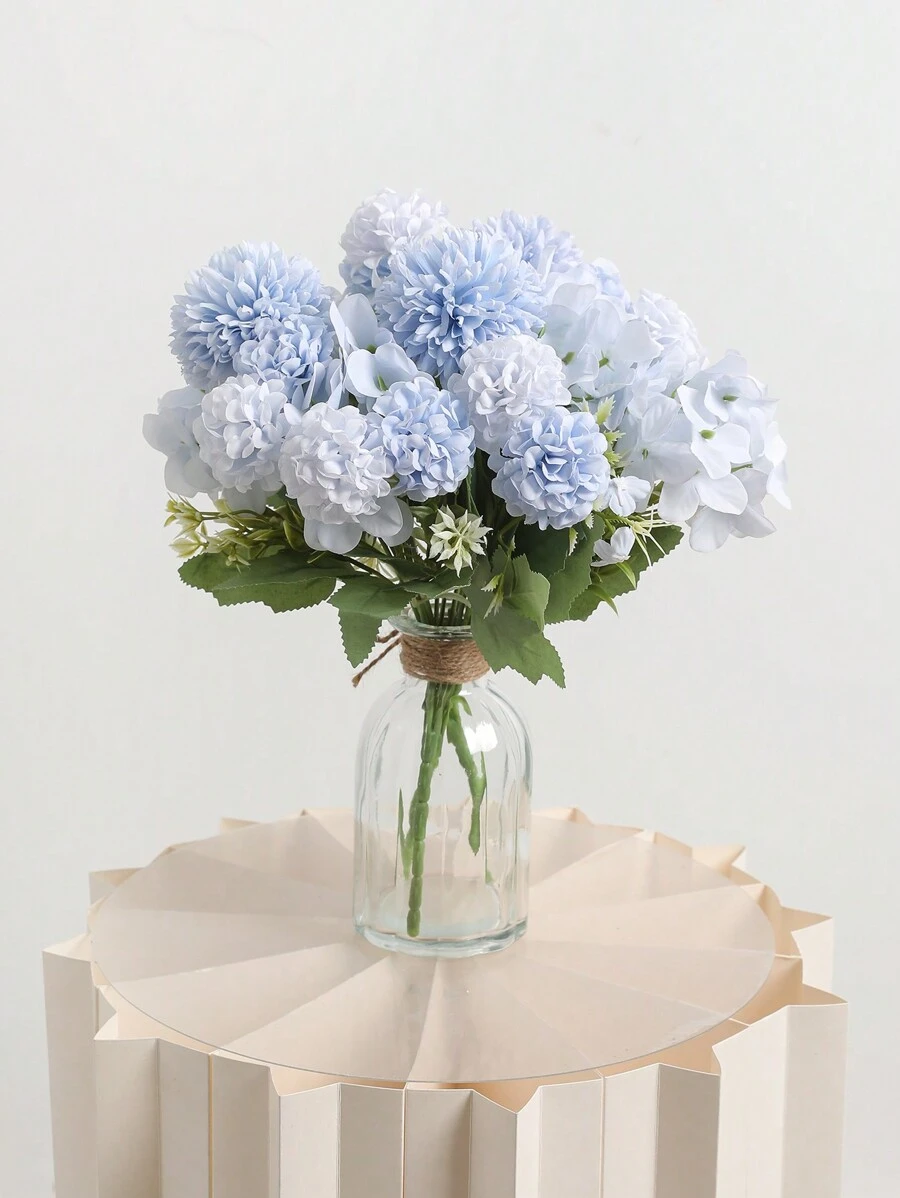 1pc Artificial Blue Hydrangea Wedding Bouquet - Blue - View 1
