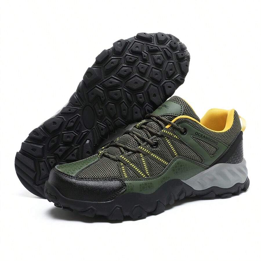 新款戶外男鞋,md橡膠大底設計,防滑耐磨,適合健行以及休閒活動,尺寸39-48,時尚透氣大網眼鞋面 - 綠色 - 查看 1