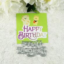 1 cái/2 cái Vui vẻ Sinh nhật Cắt kim loại Khuôn Sổ lưu niệm Đồ trang trí Dập nổi Album ảnh Đồ trang trí Thẻ Làm DIY Thủ công mỹ nghệ - Bạc - Xem 1