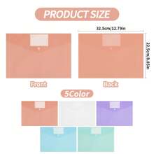 10 PCS A4 Document Folder Plastic Wallets A4 Folders With Label Pocket A4 Paperwork Wallets With Snap Closure, Clear Plastic Paper Wallets For Document Storage And Office Organization Supplies - Multicolor - View 2