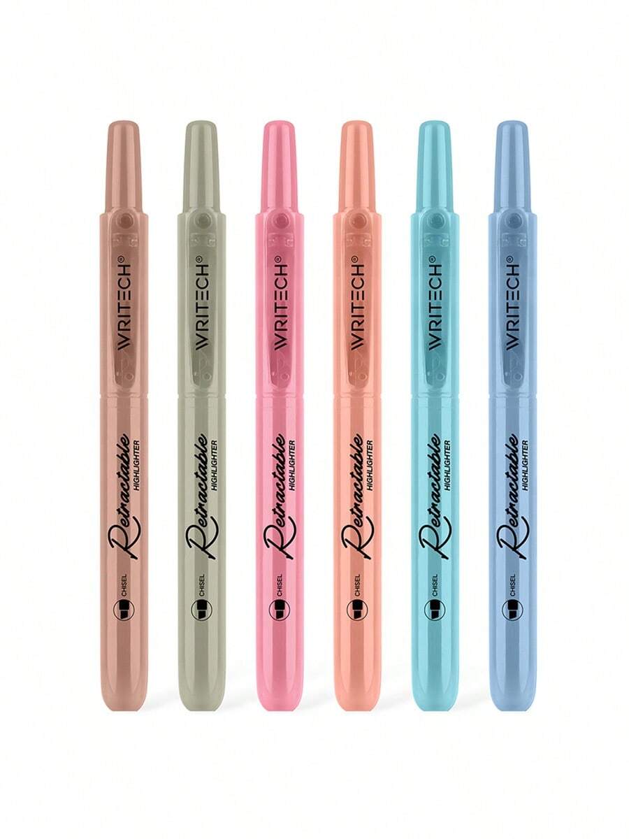 WRITECH Retractable Highlighters Assorted Colors Chisel Tip Click