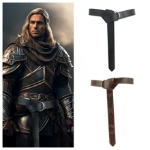 Thắt lưng hiệp sĩ thời trung cổ cho nam LARP Phục hưng O Ring Thắt lưng màu đen nâu cho áo dài Viking Trang phục hóa trang Halloween - A - Xem 1