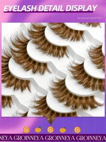 GROINNEYA 7 Pairs Brown Lashes Faux Mink Eyelashes Clear Stem False Eyelashes Natural Look Fluffy Lashes Makeup Tools(BN01) Strip Lashes,Lashes,Eyelashes,Fake Lashes - Brown - View 3