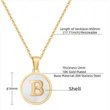 1pc 18k Gold Plated Titanium Steel Necklace With Seashell Pendant, A To Z Alphabets Personalized Necklace Best Gift For Daughter And Suitable For Women - Gold - View 2