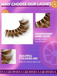 GROINNEYA 7 Pairs Brown Lashes Faux Mink Eyelashes Clear Stem False Eyelashes Natural Look Fluffy Lashes Makeup Tools(BN01) Strip Lashes,Lashes,Eyelashes,Fake Lashes - Brown - View 5