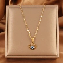 1 Miếng Thép không gỉ Mắt ác Dây chuyền Đối với phụ nữ Thời trang Mạ vàng 18K Xanh Mắt ác Dây chuyền Nữ Đồ trang sức Món quà - vòng cổ - Xem 14