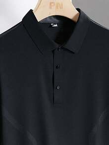 男士夏季短袖polo衫,舒適透氣,快干涼爽,適合戶外休閒穿著 - 黑色 - 查看 3