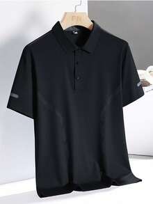 男士夏季短袖polo衫,舒適透氣,快干涼爽,適合戶外休閒穿著 - 黑色 - 查看 1