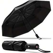 46 Inch Automatic Open Golf Umbrella Extra Large Oversize Double Canopy Vented Windproof Waterproof Stick Umbrellas - Black - View 1