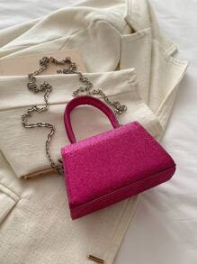 1只兒童pu手提包,蝴蝶結簡約時尚的肩袋 - 玫紅色 - 查看 4