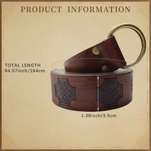 Thắt lưng Viking thời trung cổ Halloween dành cho nam Thắt lưng hiệp sĩ thời Phục hưng bằng da PU dập nổi Thắt lưng vòng tròn O Trang phục Viking Phụ kiện LARP - A - Xem 6