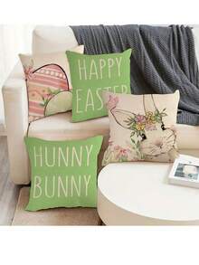 4 cái/bộ lễ Phục sinh Thỏ & Trứng Mẫu Gối trang trí Che phủ Không có Gối Cốt lõi Đối với Nhà  Sofa Đồ trang trí - Màu tím - Xem 3