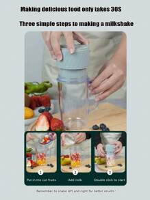 1pc 340ml Mini Cyclone Juicer Cup With Type-C Charging Port - Blue - View 5