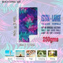 1片植物圖案沙灘浴巾,夏季包裹毛巾,超細纖維沙灘巾,運動毛巾,防砂,快乾,柔軟且吸濕,泳池毛巾,游泳毛巾,夏季、沙灘、游泳池、運動、瑜伽、遠足、沐浴、旅行適用,適合兒童、孩童、男女、女孩、男孩使用 - 彩色 - 查看 6