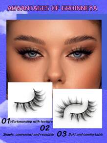 GROINNEYA Manga Lashes 7 Pairs Faux Mink Eyelashes Natural Look Fluffy 3D Volume Eyelashes Soft Cross Wispy Eyelash Extension Makeup For Party Travel (MA08) Strip Lashes,Lashes,Eyelashes,Fake Lashes - Black - View 8