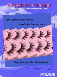 GROINNEYA Manga Lashes 7 Pairs Faux Mink Eyelashes Natural Look Fluffy 3D Volume Eyelashes Soft Cross Wispy Eyelash Extension Makeup For Party Travel (MA08) Strip Lashes,Lashes,Eyelashes,Fake Lashes - Black - View 5