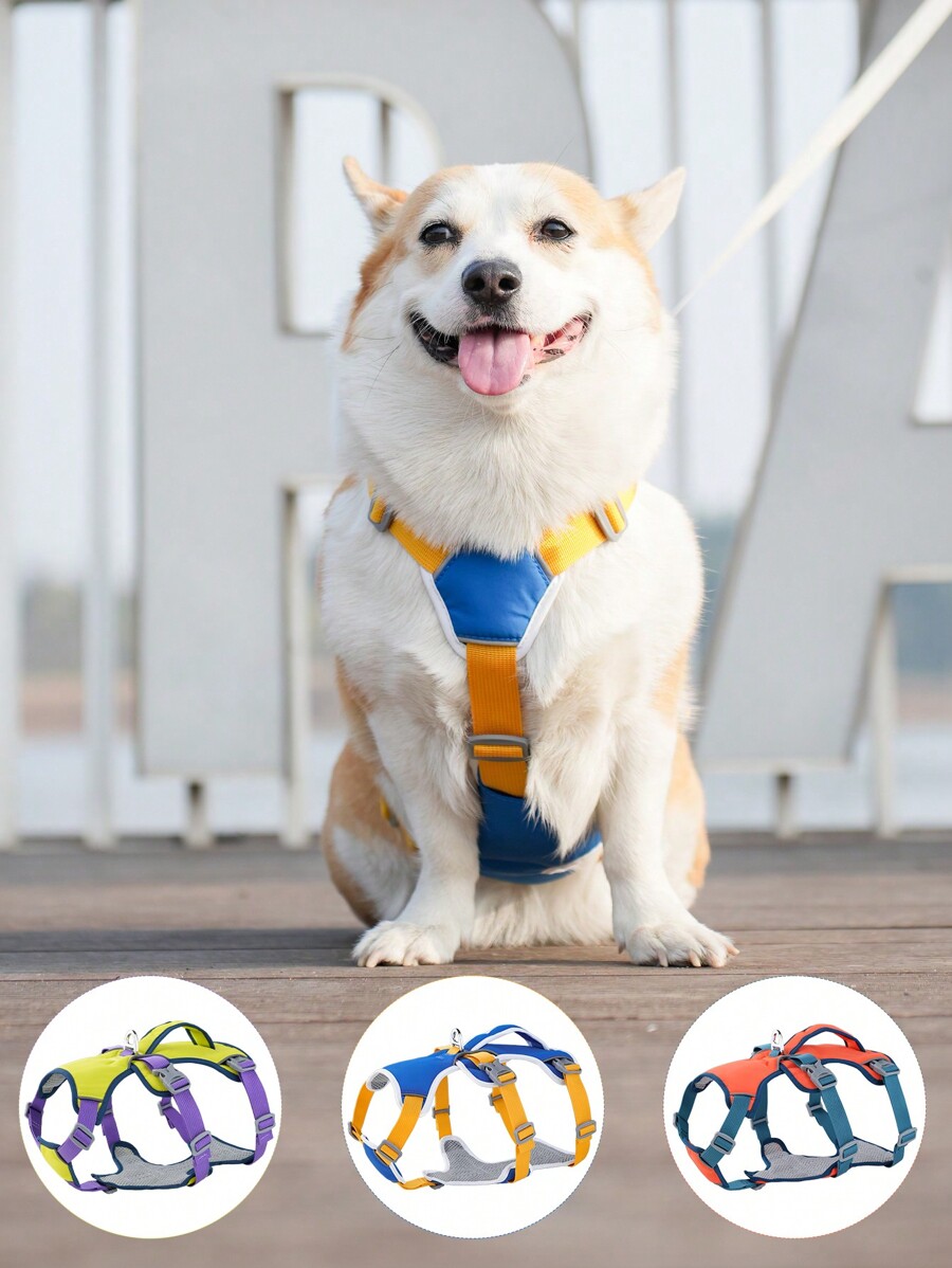 Hp268 New Reflective And AntiExplosion Pet Chest Harness, Color Block