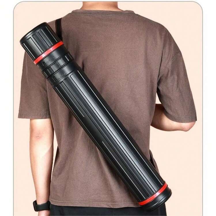 繪畫紙繪畫筒藝術伸縮繪畫筒儲物繪畫桶繪畫紙筒塑料便攜式 - 黑色 - 查看 7