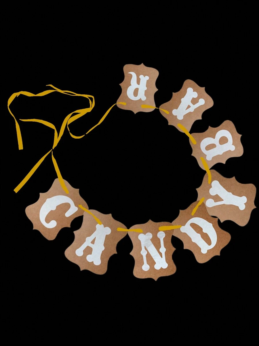 1set Candy Color Cardboard Banner For Wedding Party Decoration, Made Of Kraft Paper,Christmas - Bronze - View 1