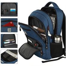 Laptop Backpack With USB Charging&Headphone Port,Anti-Theft With Breathable Padded Shoulder Strap, Water Resistant Computer Rucksack For Business/School/Work/Travel - Blue - View 4