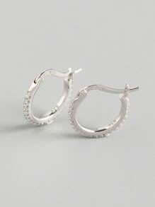 1對/2入組純銀s925 Ins風格極簡主義多彩cz鋪嵌耳環,精緻多用途耳飾品 - 耳環 - 查看 9