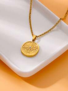 1入北極星吊墜項鏈,女士男士18k鍍金不鏽鋼鏈,幸運魅力時尚珠寶禮物 - 金黃色 - 查看 6