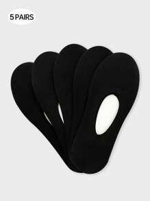 5pairs/Pack Women's Black Invisible Socks With High Elasticity, Thin Mesh, Silicone Anti-Slip And Glossy Finish - Black - View 3