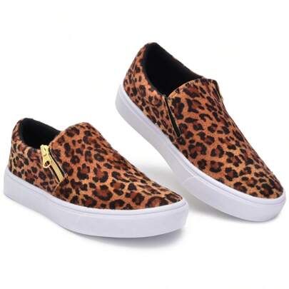 Tênis Feminino Onça Slip On Mule Zíper Casual Elegante Confortável