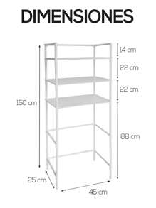 Estante Para Baño de Estantes de Almacenamiento ,Rack Mueble Sanitario Toallero Facil de Armar - Blanco - Ver 3
