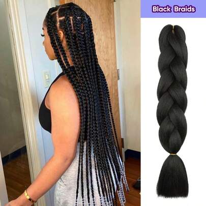 1 cái/3 cái 24 inch 100g/cái Tóc nối tết Jumb Đen Xám Đỏ Nâu Tím Xanh Ombre Đỏ Xanh Tóc nối nhiều màu cho phụ nữ hàng ngày Tiệc hóa trang Đám cưới và Năm mới Tóc nối YAKI đã qua sử dụng