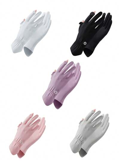Summer Sun Protection Gloves For Women Made Of Ice Silk, Non-Slip, Breathable, Touchscreen-Friendly, Ideal For Driving, Cycling, Outdoor Sports, Etc.