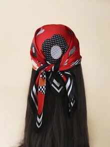 1條模擬絲印花小花圍巾/斗篷/手帕/腰帶/裝飾條/頭帶/時尚女士圍巾 - 彩色 - 查看 10