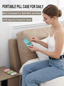迷你便携式药丸收纳盒，3 格药丸盒平板电脑储存容器，每周药丸盒户外旅行药丸盒药丸盒药丸收纳盒药丸容器大学度假游轮暑假必需品医疗包药品收纳盒旅行配件旅行收纳盒旅行必需品旅行用品旅行包大学度假游轮暑假必需品急救箱 - 彩色 - 查看 7