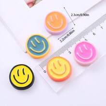 10pcs Random Mixed Color Resin Cartoon Smile Face DIY Jewelry Accessories For Handmade Crafts, Phone Case, Hair Clips, Creative Decoration Materials - Mixed Colors - View 3