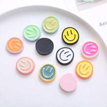 10pcs Random Mixed Color Resin Cartoon Smile Face DIY Jewelry Accessories For Handmade Crafts, Phone Case, Hair Clips, Creative Decoration Materials - Mixed Colors - View 4