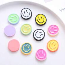 10pcs Random Mixed Color Resin Cartoon Smile Face DIY Jewelry Accessories For Handmade Crafts, Phone Case, Hair Clips, Creative Decoration Materials - Mixed Colors - View 2